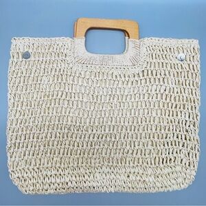 Rattan handwoven bag, Straw handwoven bag, Handmade tote bag-Cream